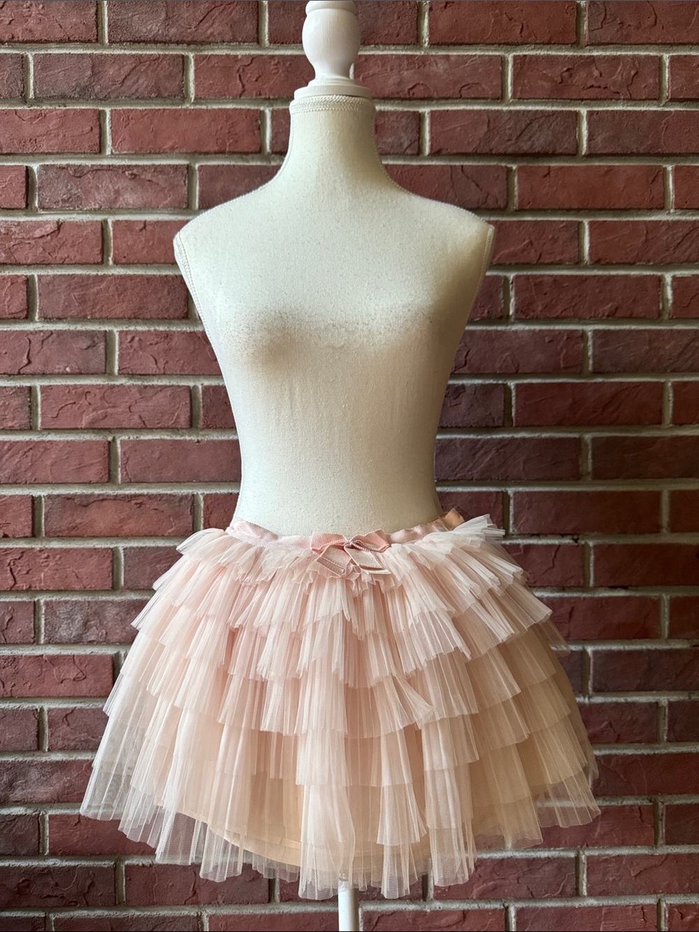 Dior Luxury High-End Girls Pink Layered Tulle Mini Skirt - Pale Blush Size 5 A